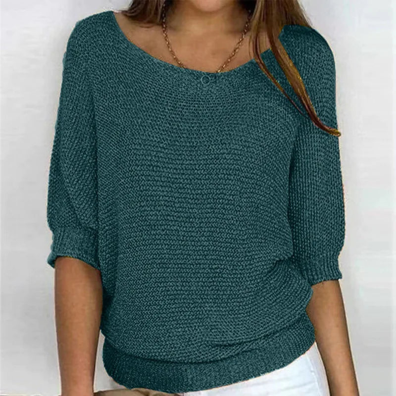 Elegant Spliced Knit Sweater for Women