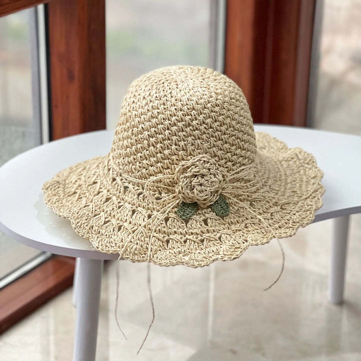 Handwoven Floral Summer Straw Hat