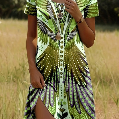 Floral Print Round Neck Summer Dress