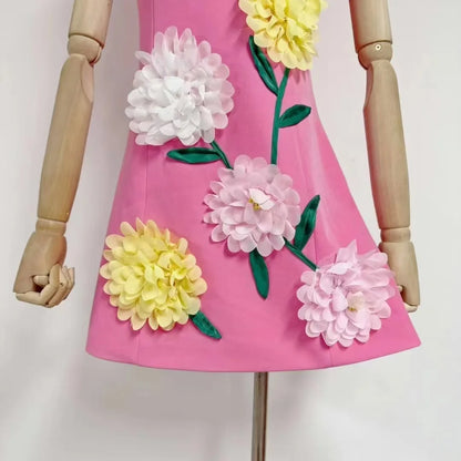 Floral Fusion 3D Print Dress