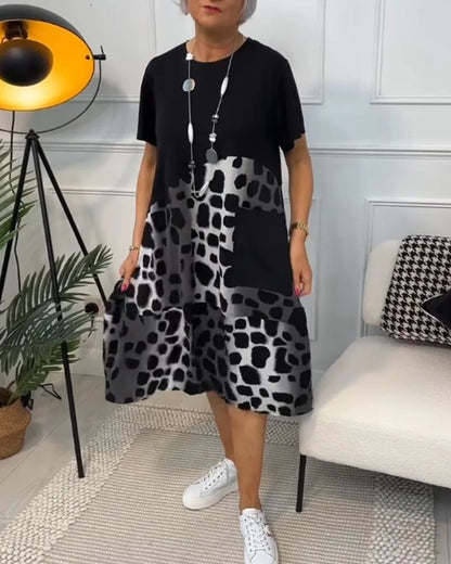 Leopard Print A-Line Midi Dress