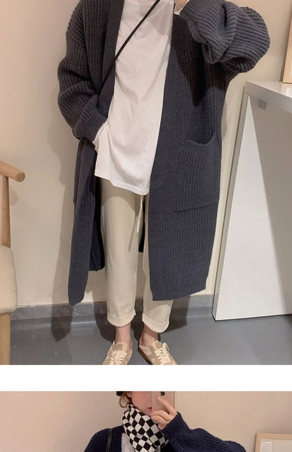 Plush Wave Maxi Knit Pocket Cardigan