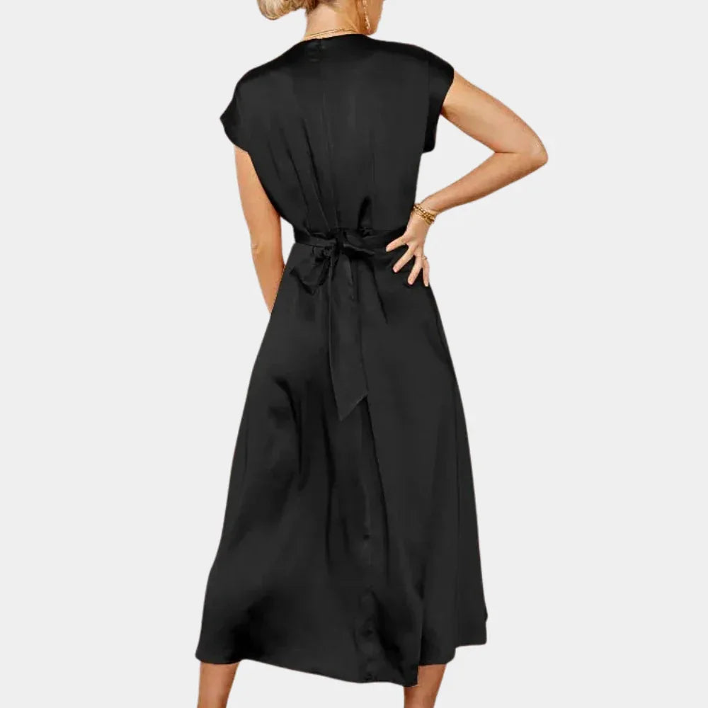 Satin Elegance Lace-Up Party Dress