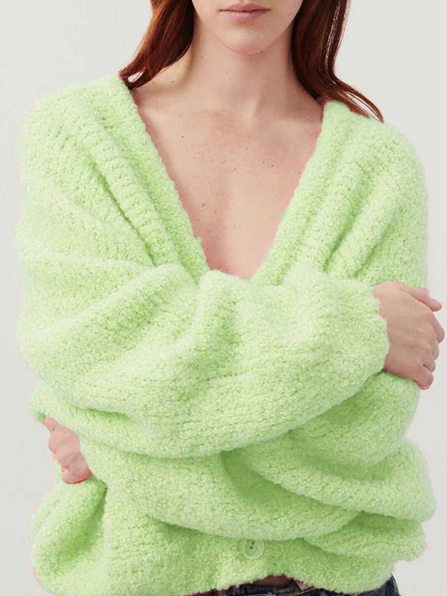 Cozy Vibe Fuzzy Button-Up Cardigan
