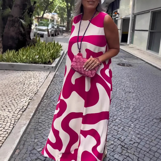 Stylish Print Sleeveless A-Line Dress