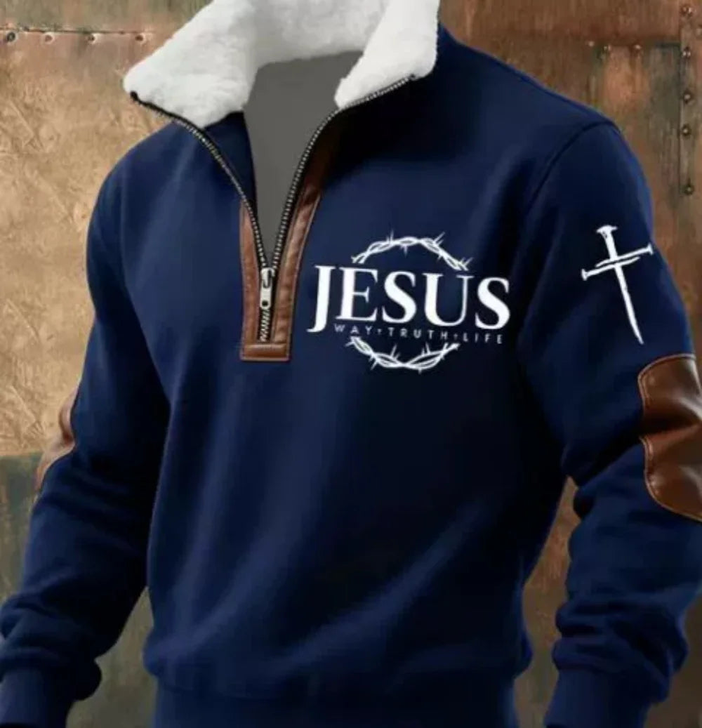 Men’s 3D Printed Half-Zip Winter Jacket