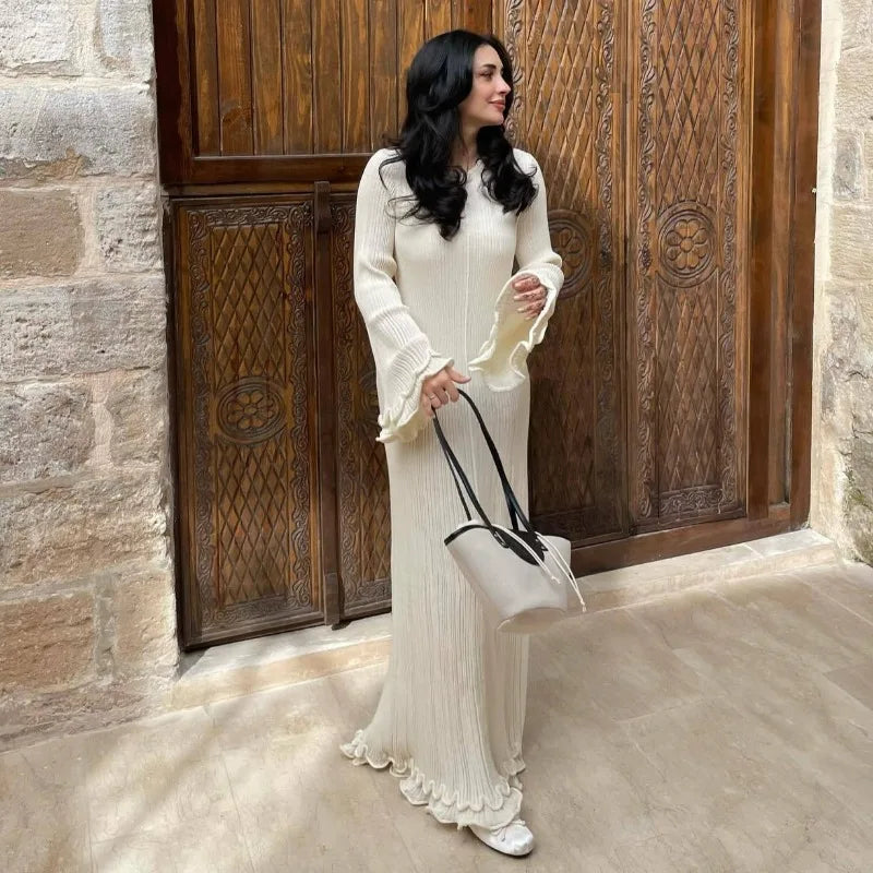 Elegant Knit Ruffle Dress