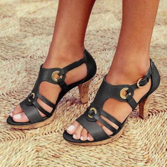 Golden Stride Gladiator Wedge Sandals