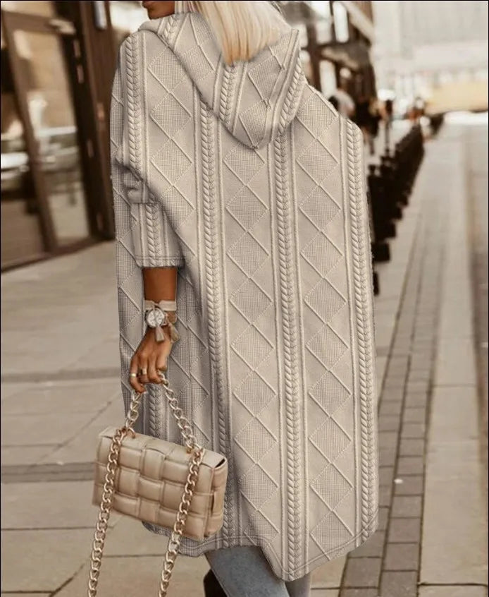 Cable Knit Hooded Windbreaker Coat