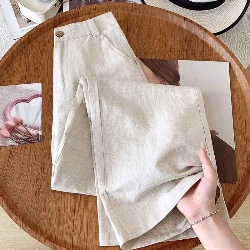 DriftEase High Waist Linen Pants