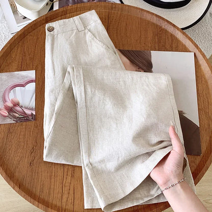 DriftEase High Waist Linen Pants