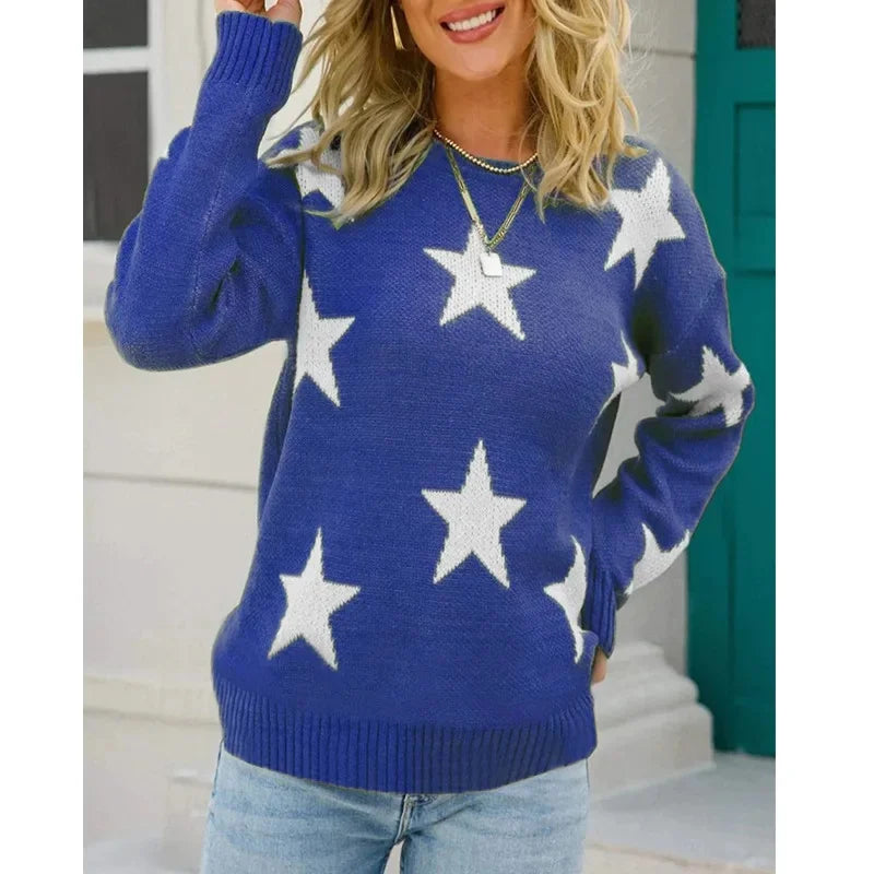Women's Long Sleeve round Neck Knitted Sweater