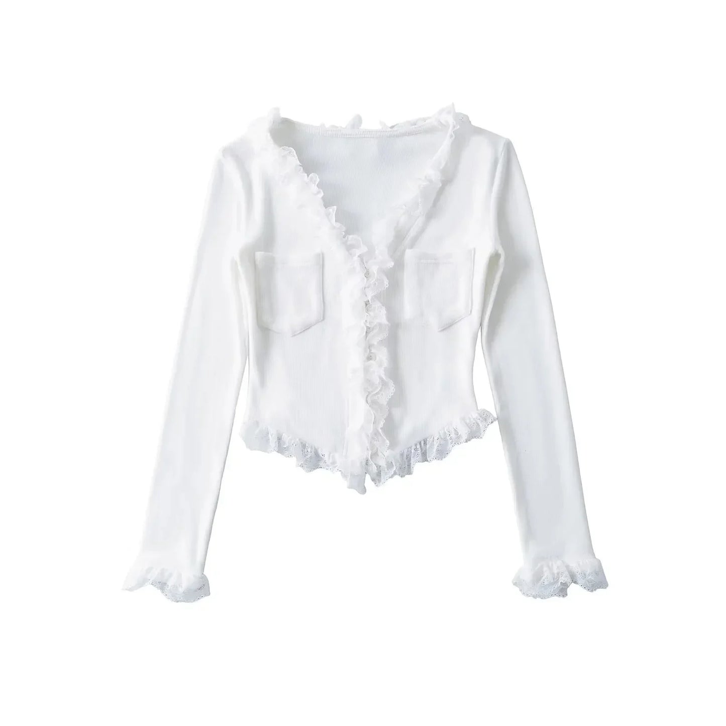 RuffleVibe Low Cut Button Top