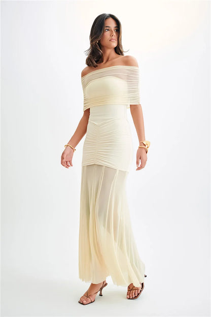 Midnight Allure Strapless Mesh Gown