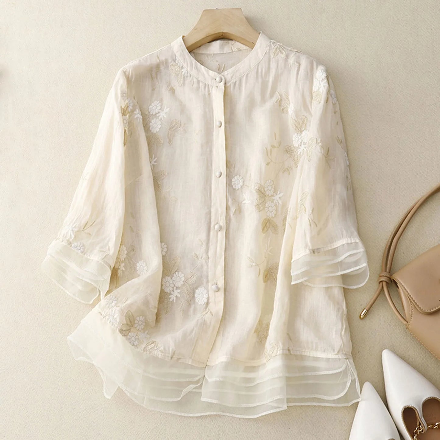 Vintage Bloom Embroidered Cotton Top