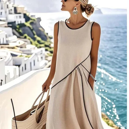 Coastal Charm Contrast Midi Dress