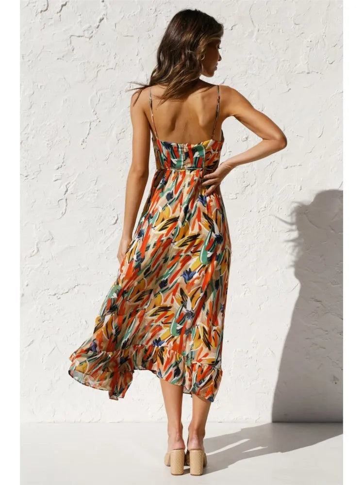 Summer Printed V-Neck Dress