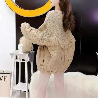 TasselEase Spliced Knit Winter Cardigan
