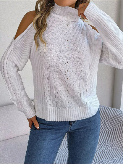 Chill Grace Turtleneck Cold Shoulder Sweater