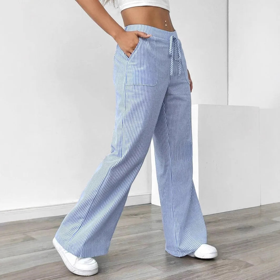 Striped Wide Leg High Waist Pants