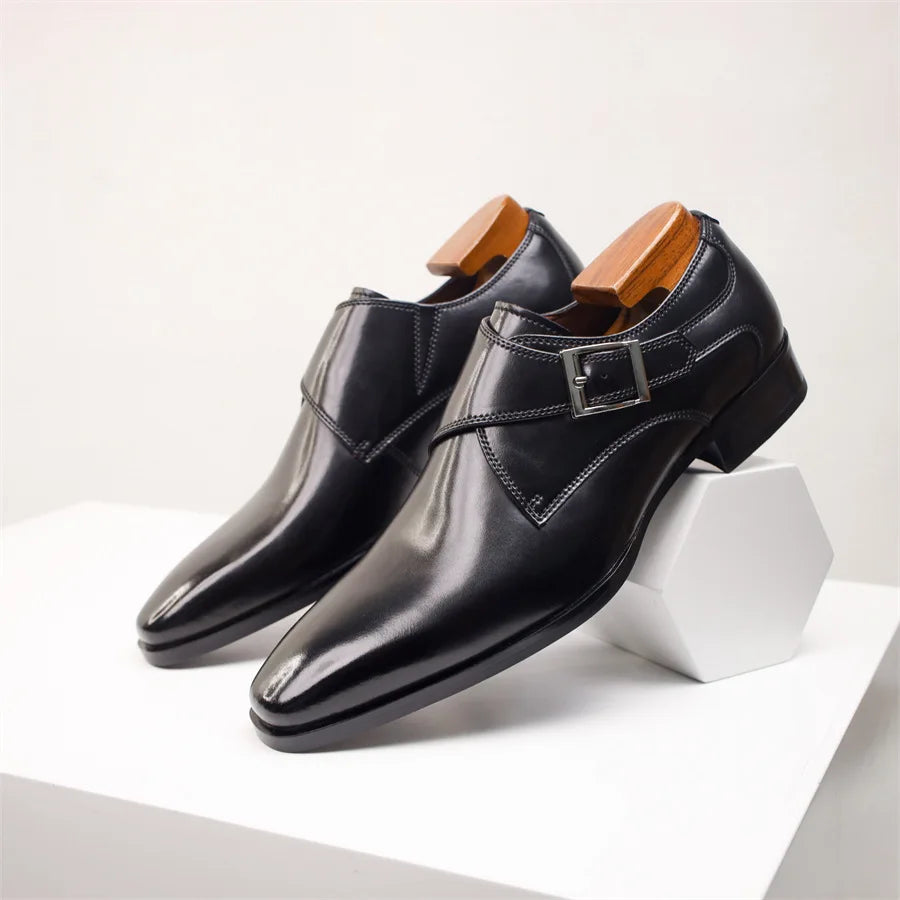 Classic Buckle Leather Dress Shoes