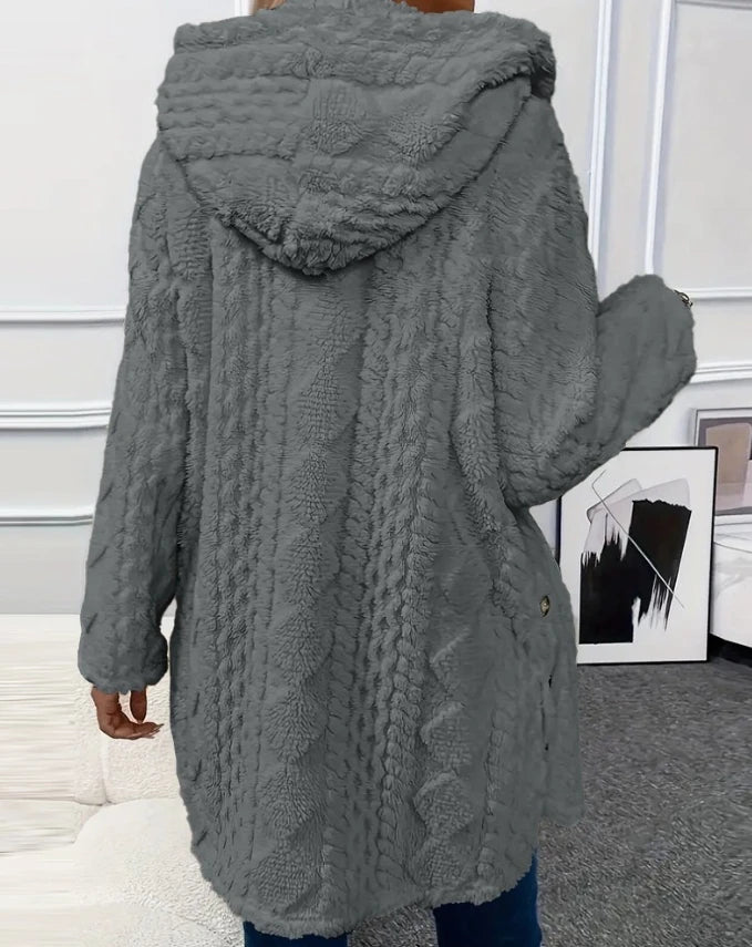 Stylish Hooded Plush Cardigan Jacket