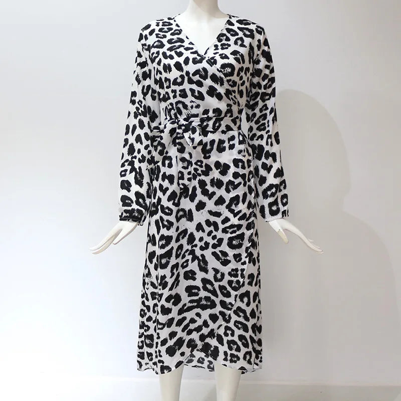 Wild Allure Lace-Up Leopard Dress
