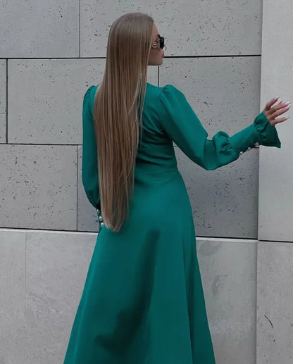 Sophisticated Slim V Neck Chiffon Dress