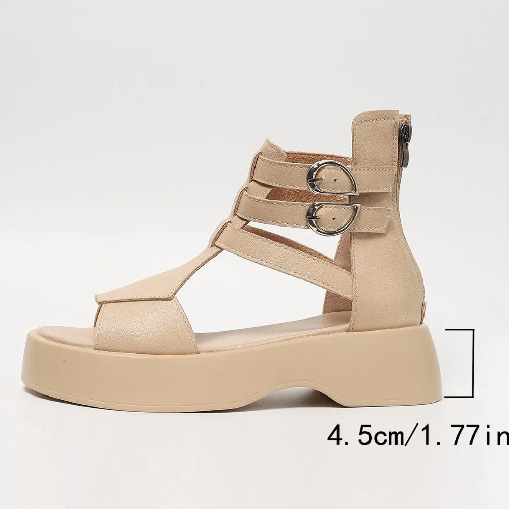 Retro Rise Leather Wedge Sandals