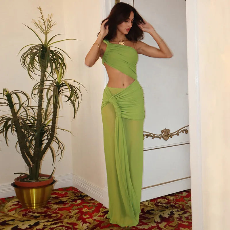 Elegant One-Shoulder Lace Evening Dress