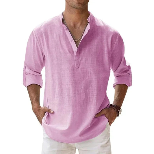Lightweight Cotton Henley Beach Shirt