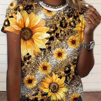 Elegant Floral Slim T-Shirt