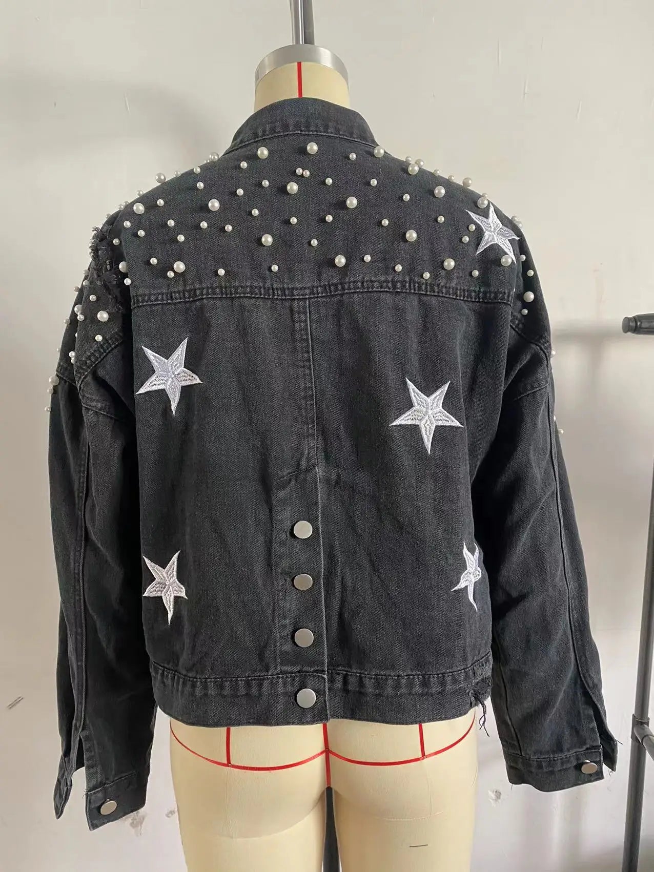 Glam Starry Beaded Denim Jacket