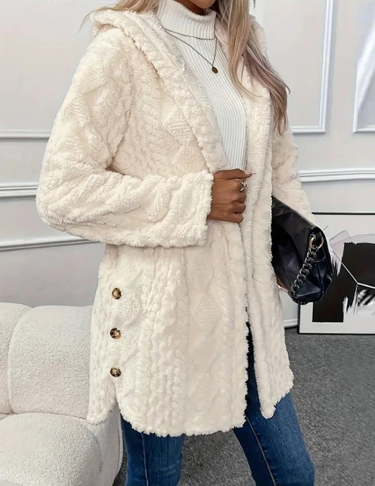 Stylish Hooded Plush Cardigan Jacket