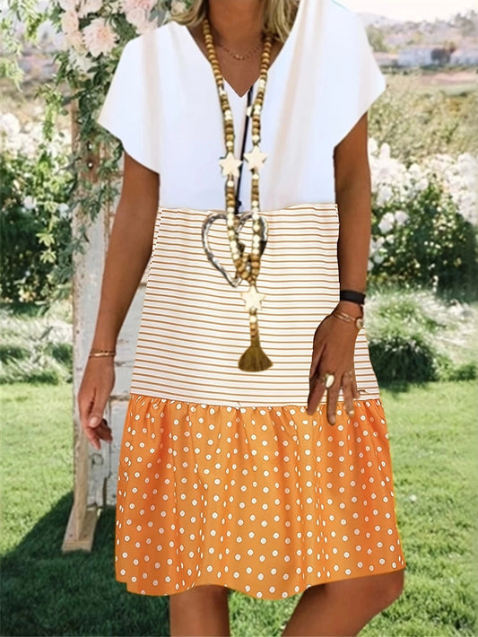 Retro Charm Stripe & Dot Dress