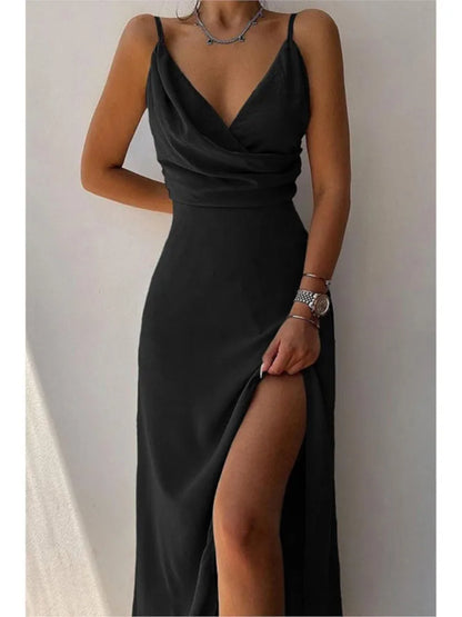 Siren Allure V-Neck Slit Dress