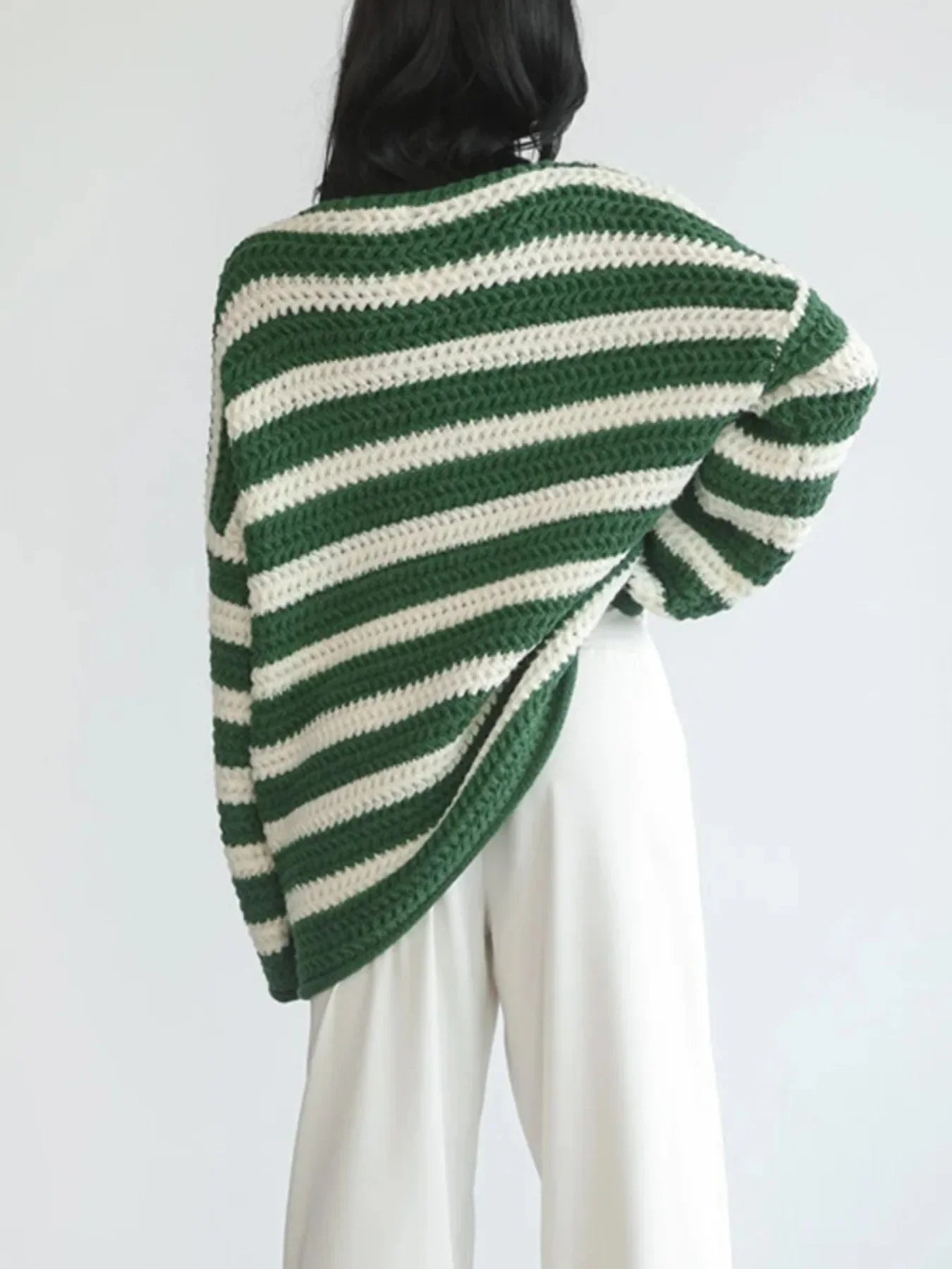 Autumn Stripes V-Neck Knit Pullover