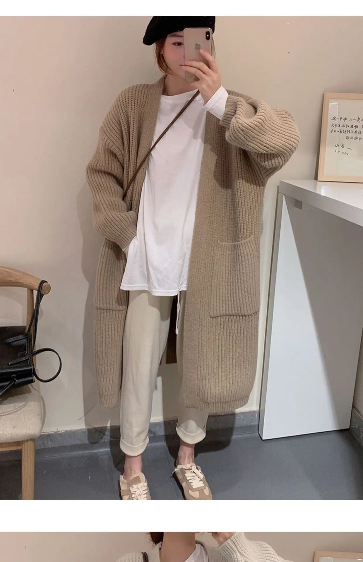 Plush Wave Maxi Knit Pocket Cardigan