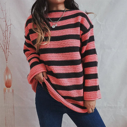 Stripe Haven Loose Knit Sweater