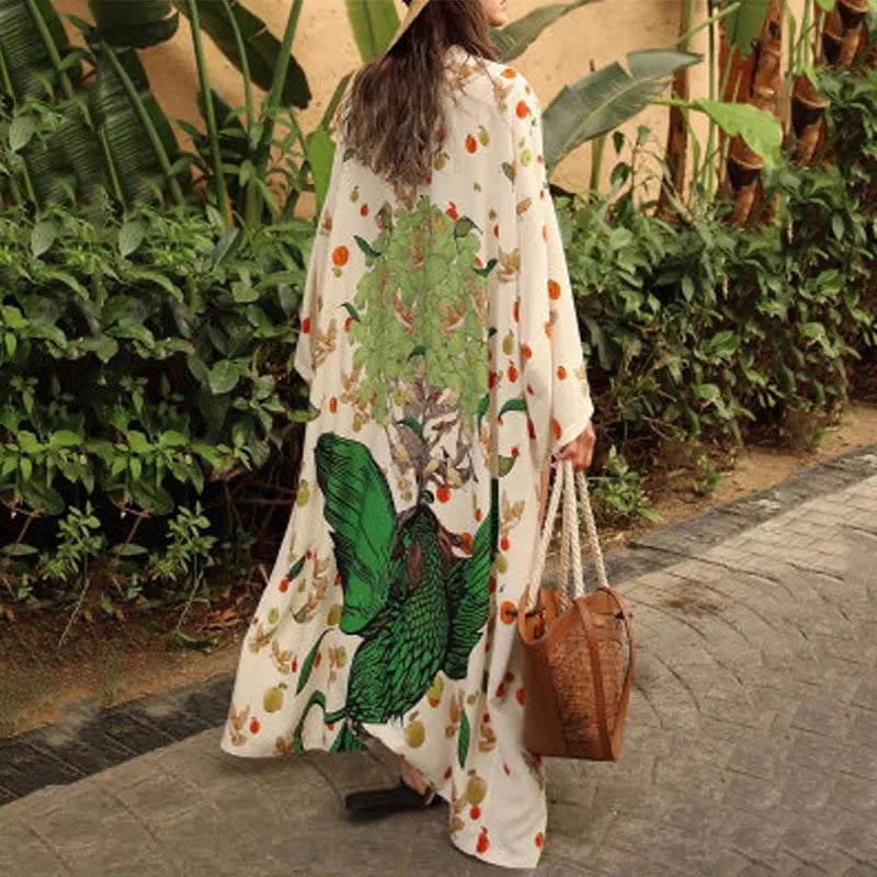 Boho Floral Kimono Beach Cover Up