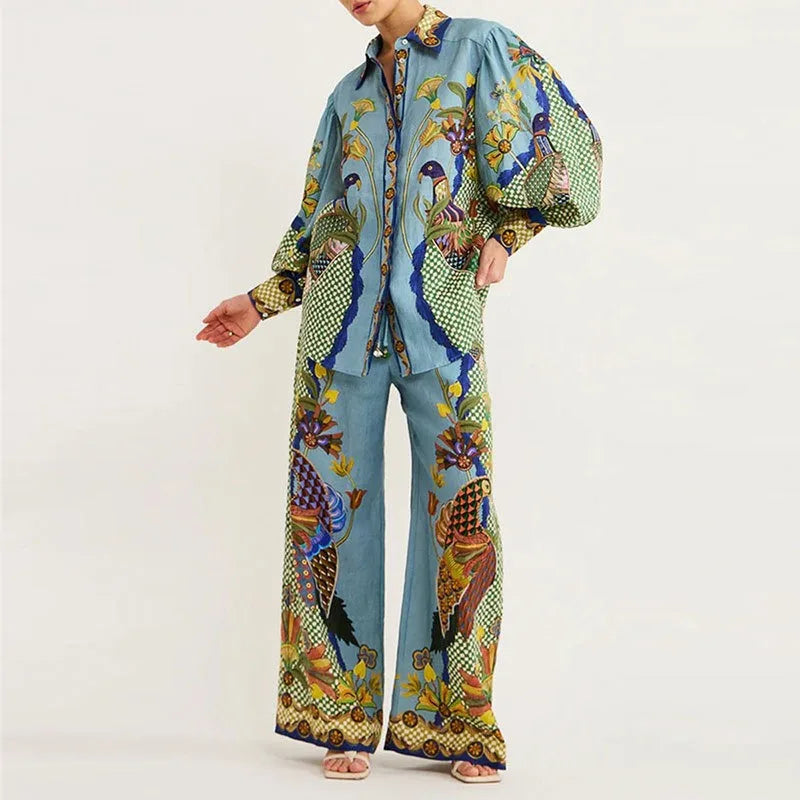 Graffiti Print Casual Two-Piece