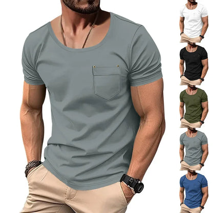 Men’s U-Neck Solid Casual T-Shirt