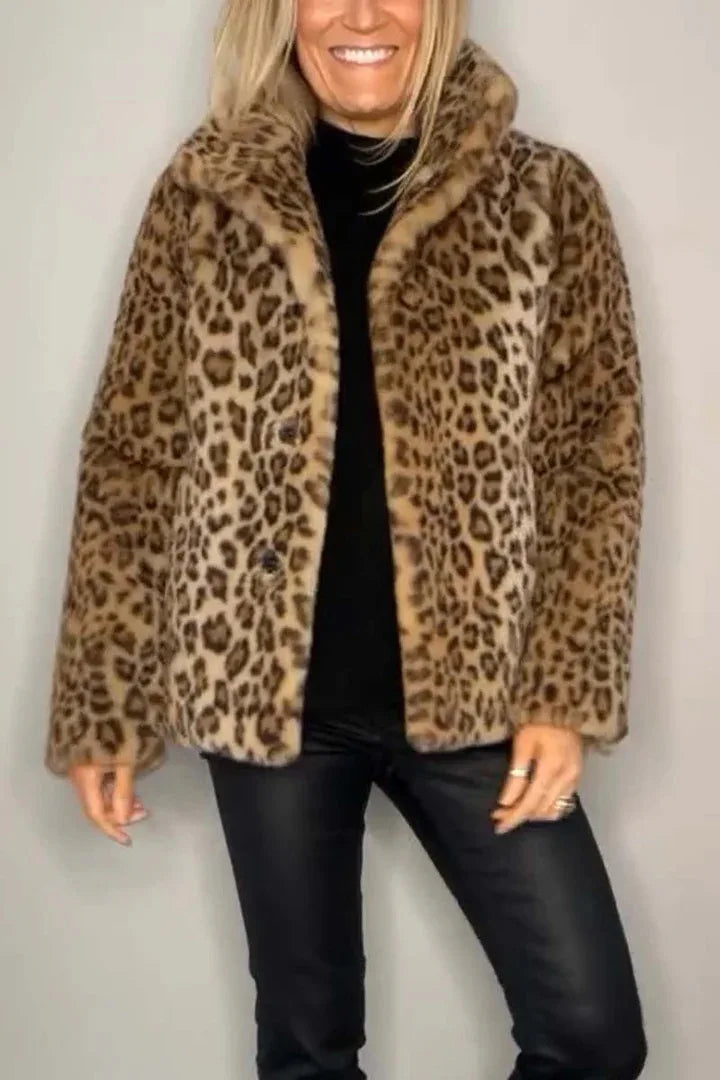 Leopard Print Faux Fur Coat — Bold, Warm & Elegant