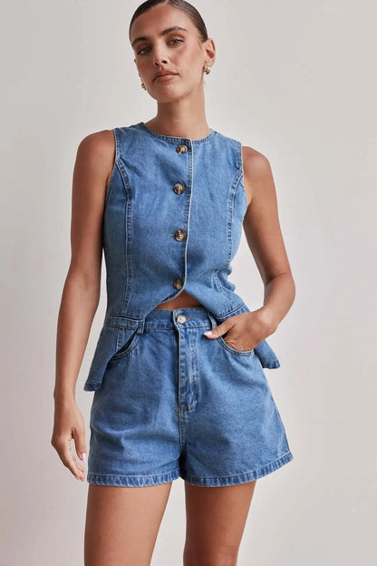 Sunset Chic Sleeveless Suit Set