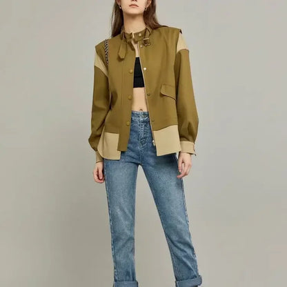 Vibe Craft Contrast Splice Crop Jacket
