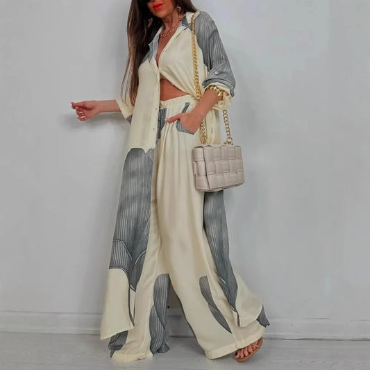 Chic Contrast V-Neck Suit