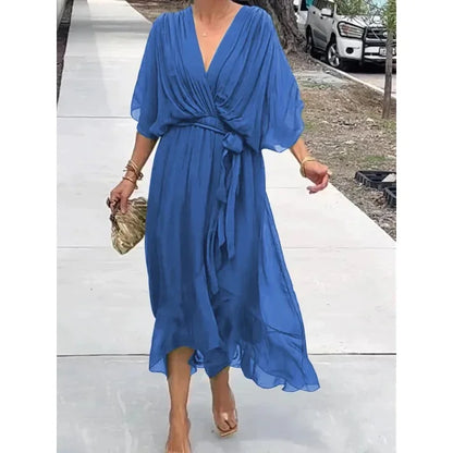 Chic V-Neck Long Dress