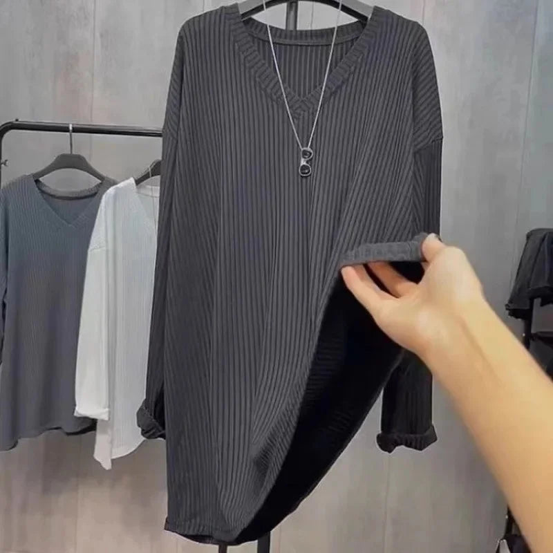 Winter Mink-Like Loose-Fit Knee-Length Dress