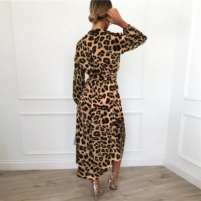 Wild Allure Lace-Up Leopard Dress