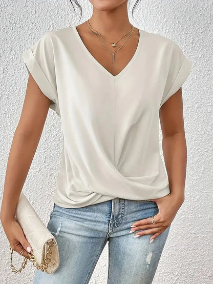 Irregular Knot V-Neck Tee